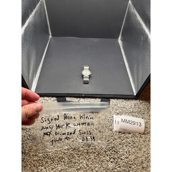 Anne Klein New York Diamond Swiss Watch Ladies 763S 28.5mm 5 3/4" Silver Tone - Picture 12 of 12